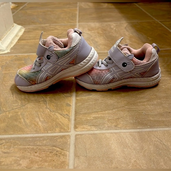 Asics Baby/New Toddler Rainbow Unicorn Velcro Sneakers. Great Used Cndtn- 2cute! - Picture 3 of 8